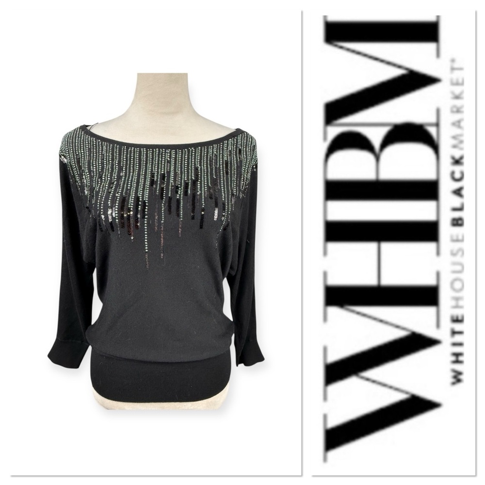 White House Black Market black top with embellishments size small